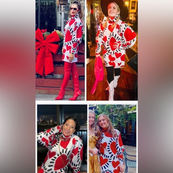 FARM RIO White Hearts Sweater Dress Size Large - Picture 7 of 7